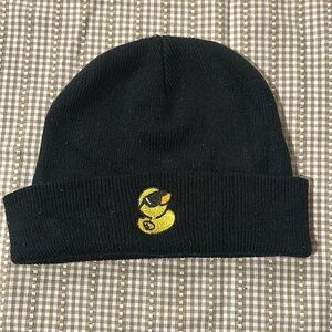 Adorable black and yellow duck beanie